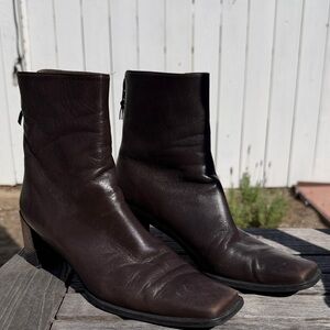 Stuart Weitzman Dark Brown Leather Ankle Boots